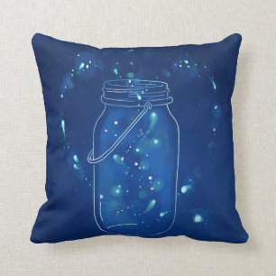 Blaues modernes Leuchtkäfer-Liebe-Glas Kissen