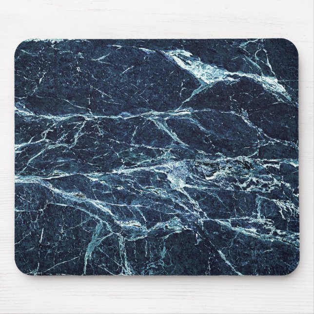 Blaues modernes Marmormuster Mousepad (Vorne)