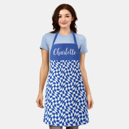 Blaues modernes Retro-Swirls-Karo mit individuelle Schürze