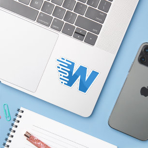 Blaues modernes und minimales Buchstabe W Monogram Aufkleber