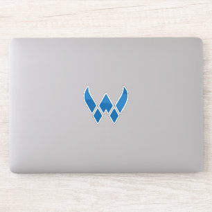Blaues modernes und minimales Buchstabe W Monogram Aufkleber