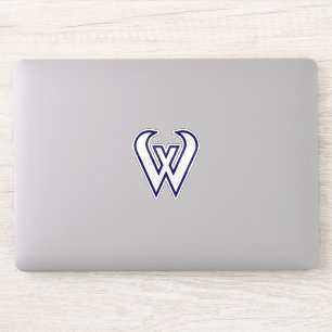 Blaues modernes und minimales Buchstabe W Monogram Aufkleber