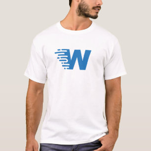 Blaues modernes und minimales Buchstabe W Monogram T-Shirt
