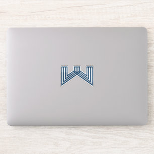 Blaues modernes und minimales Linienbuchstabe W Mo Aufkleber