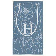 Blaues modernes Wildblumen-Monogramm