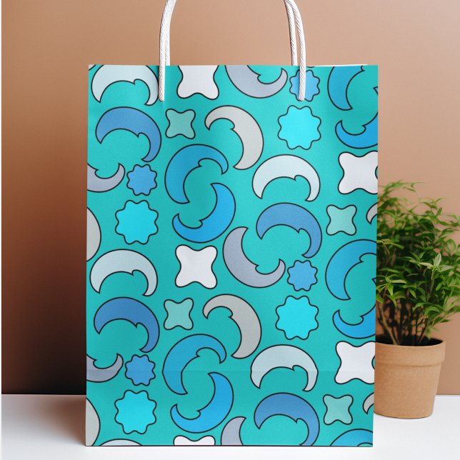 Blaues Mond-Wolkenmuster Mittlere Geschenktüte (gift bag, birthday surprise gift bag, teddy bear gift bag, wine gift bag, travel bag, use and throw )