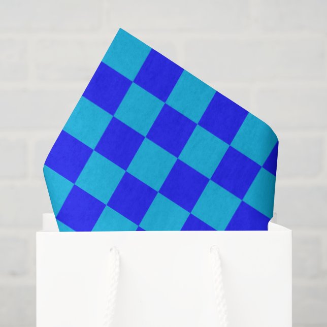 Blaues monochromes Karomuster Seidenpapier (Geschenktüte)