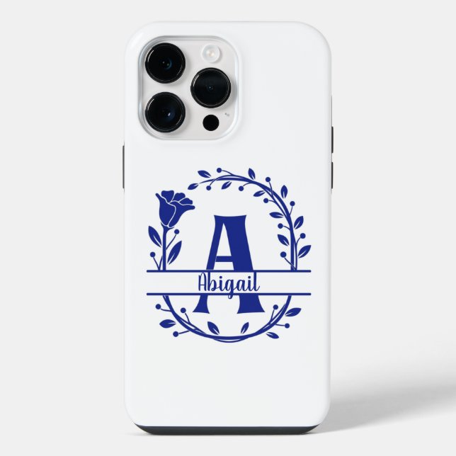 Blaues Monogramm A, Anfangsbuchstabe A, Buchstabe  iPhone Hülle (Rückseite)