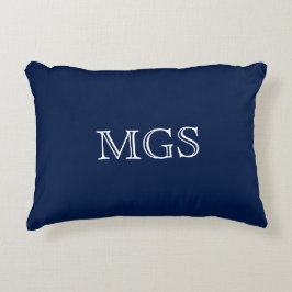 Blaues Monogramm Baumwolle Akzent Pillow 16" x 12" Zierkissen