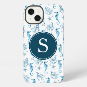 Blaues Monogramm-Beachy-Handyhülle iPhone 13 Hülle