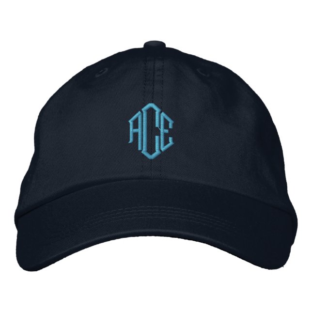Blaues Monogramm Bestickte Kappe (Vorderseite)