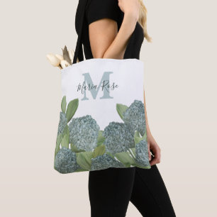 Blaues Monogramm Botanisches Floral Hydrangea