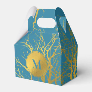 Blaues Monogramm für die Zweige des Golden Trees Geschenkschachtel