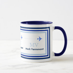 Blaues Monogramm für Piloten erstellen Tasse