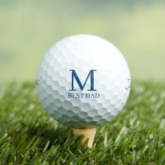 Blaues Monogramm Initial BESTER VATER Golfball