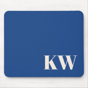 Blaues Monogramm klassisches Bürozubehör Mousepad