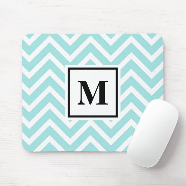 Blaues Monogramm Mousepad (Mit Mouse)