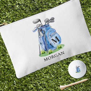 Blaues Monogramm Name Golf Zubehörtasche