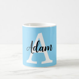 Blaues Monogramm-Name-Script Personalisiertes Desi Kaffeetasse