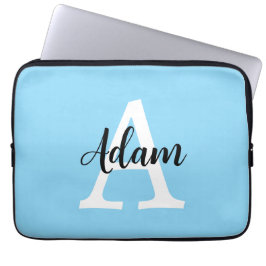 Blaues Monogramm-Name-Script Personalisiertes Desi Laptopschutzhülle