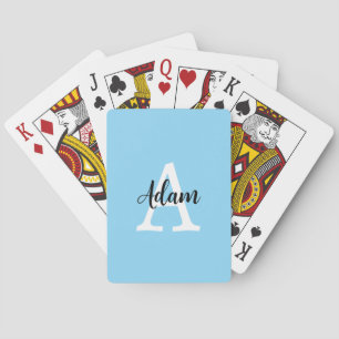 Blaues Monogramm-Name-Script Personalisiertes Desi Spielkarten