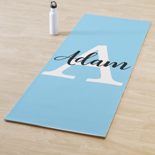 Blaues Monogramm-Name-Script Personalisiertes Desi Yogamatte (Beispiel)