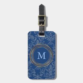 Blaues Monogramm Niedliches Muster für ihn oder fü Gepäckanhänger