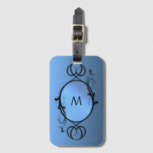 Blaues Monogramm oder Initiale Gepäckanhänger