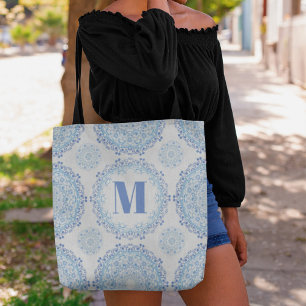 Blaues Monogramm Stilvolles Muster Personalisiert