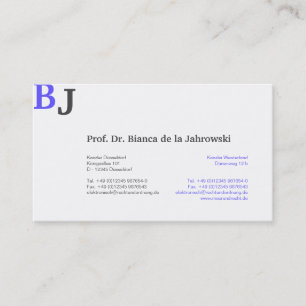Blaues Monogramm Visitenkarte