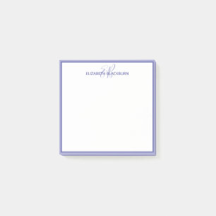 Blaues monogrammiertes minimalistisches Trend-Name Post-it Klebezettel