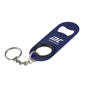 Blaues monogrammiertes Namensdesign einfache Typog Mini Flaschenöffner