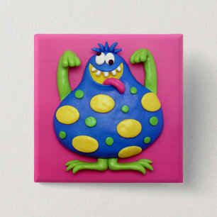 Blaues Monster Button