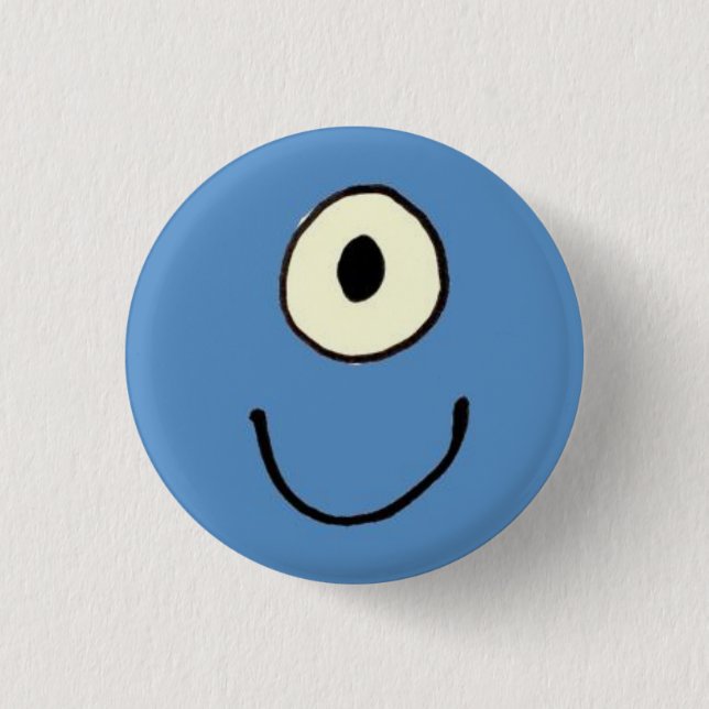 Blaues Monster Button (Vorderseite)