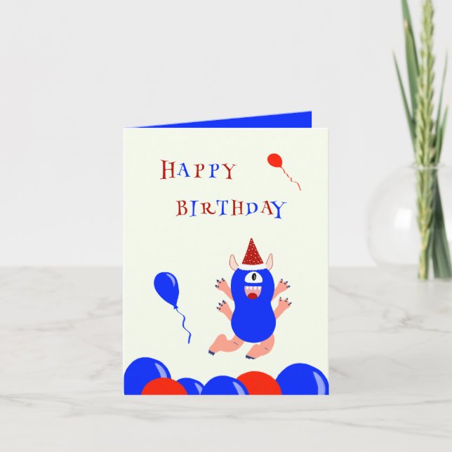 Blaues Monster Feiertagskarte (Vorderseite)