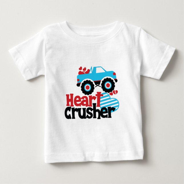 Blaues Monster LKW Herzkreuz Valentine Baby T-shirt (Vorderseite)
