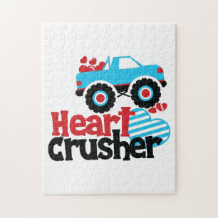 Blaues Monster LKW Herzkreuz Valentine Puzzle