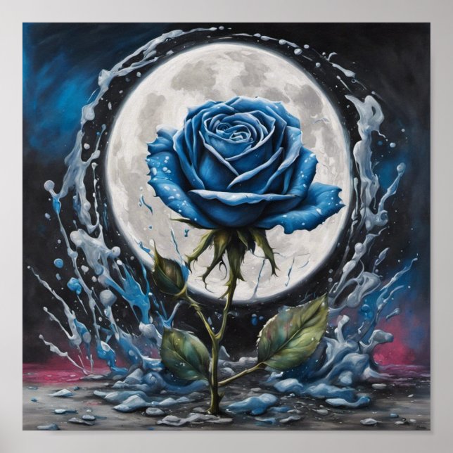 Blaues Moon-Rose-Poster Poster (Vorne)