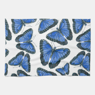 Blaues Morphon-Schmetterling-Muster Geschirrtuch