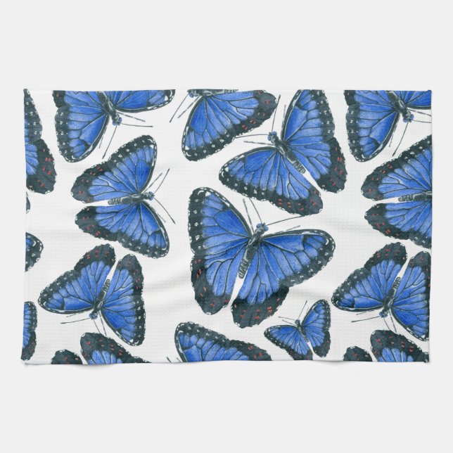 Blaues Morphon-Schmetterling-Muster Geschirrtuch (Horizontal)