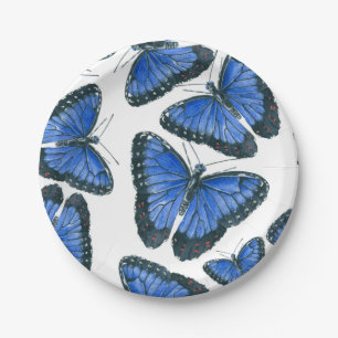 Blaues Morphon-Schmetterling-Muster Pappteller