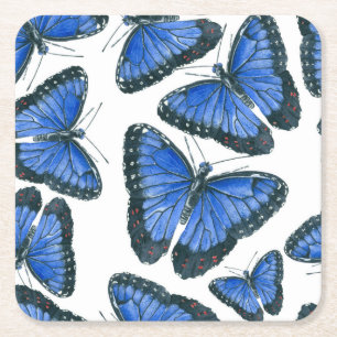 Blaues Morphon-Schmetterling-Muster Rechteckiger Pappuntersetzer
