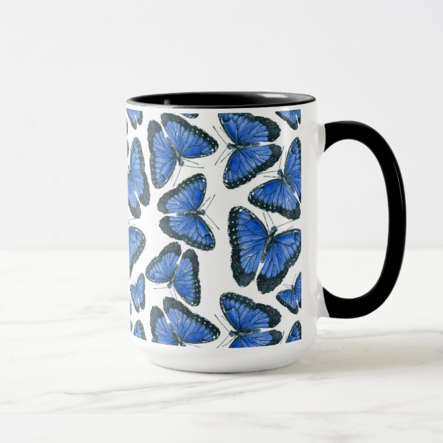 Blaues Morphon-Schmetterling-Muster Tasse (Rechts)