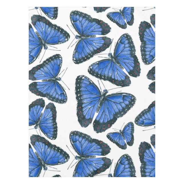 Blaues Morphon-Schmetterling-Muster Tischdecke (Vorderseite)
