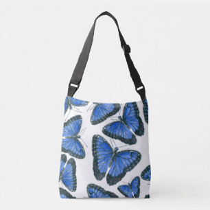 Blaues Morphon-Schmetterling-Muster Tragetaschen Mit Langen Trägern