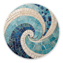 Blaues Mosaik Abstrakt Ocean Wave Swirl Sea Thema
