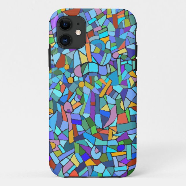Blaues Mosaik-dekoratives Muster Case-Mate iPhone Hülle (Rückseite)