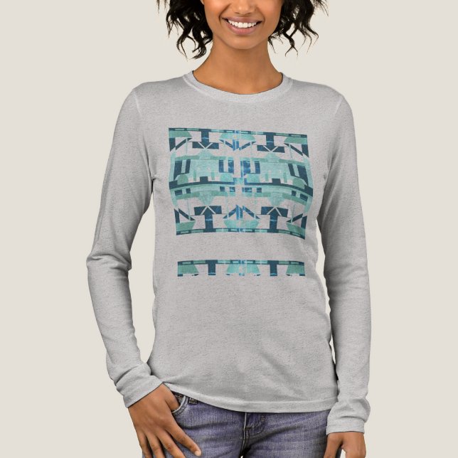 Blaues Mosaik, mediterran inspiriert Tri-Blend Shirt (Vorderseite)