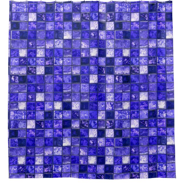 Blaues Mosaikmuster Duschvorhang (Vorderseite)