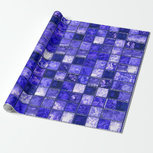 Blaues Mosaikmuster Geschenkpapier